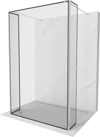 MEXEN/S Kioto Sprchová zástěna WALK-IN volněstojící 90 x 30 x 30 cm, černý vzor, chrom 800-090-030-222-01-70-030