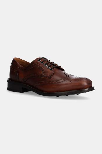 Kožené polobotky Hackett London JAME BROGUE pánské, hnědá barva, HMS21426