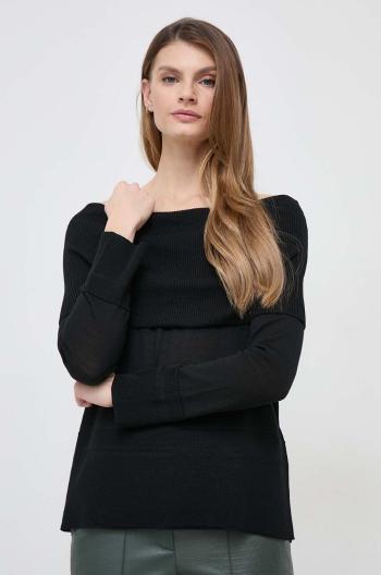 Vlněný svetr Max Mara Leisure dámský, černá barva, lehký, 2416361037600