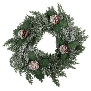 Zelený vánoční věnec se šiškami Christmas Wreath - Ø 40 * 5 cm 65776