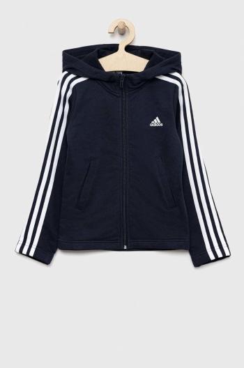 Dětská mikina adidas G 3S FZ tmavomodrá barva, s kapucí, s aplikací