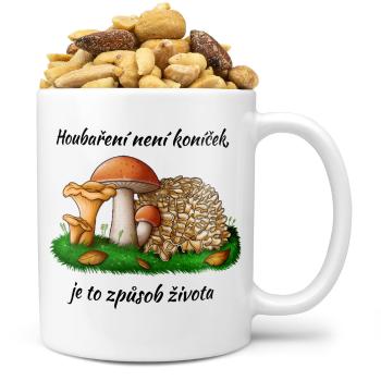 Hrnek Houbaření = život (Náplň hrníčku: Směs slaných oříšků)