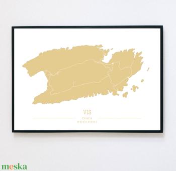 VIS (Horvátország) színes minimalista dekorációs térkép