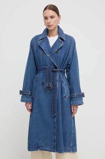 Džínový trenčkot Weekend Max Mara tmavomodrá barva, oversize, 2415011041600