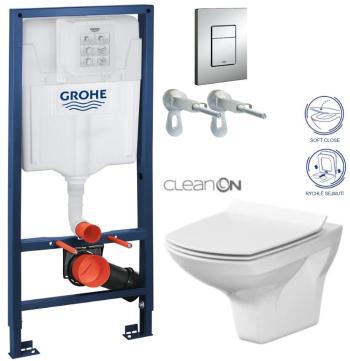 Rapid SL pro závěsné WC 38528SET s chromovou deskou + WC CERSANIT CLEANON CARINA + SEDÁTKO 38772001 CA3