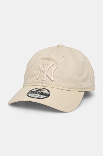 Bavlněná baseballová čepice New Era NEW YORK YANKEES béžová barva, s aplikací, 60565106