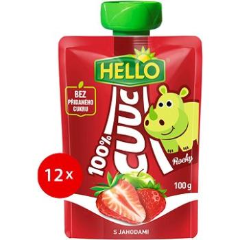 HELLO CUUC 100% ovocná kapsička s jahodami 12× 100 g (8590014639157)