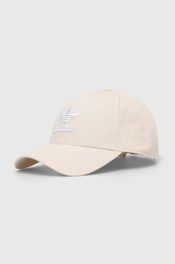 Bavlněná baseballová čepice adidas Originals béžová barva, s aplikací, IS4624