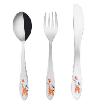 Rozsdamentes evőeszköz zsiráf - gyerek 3 ks