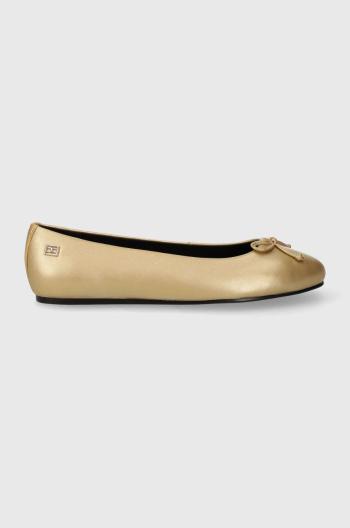 Kožené baleríny Tommy Hilfiger ESSENTIAL GOLDEN BALLERINA zlatá barva, FW0FW07865