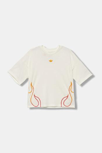 Detské bavlnené tričko adidas Originals béžová farba, vzorované, JY2743