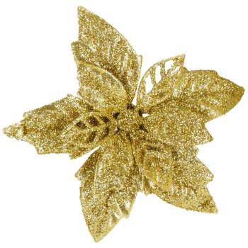 Springos Karácsonyi dekoráció - Mikulásvirág 13cm - arany