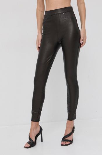 Modelovací legíny Spanx Leather-Like Ankle Skinny dámské, hnědá barva, hladké