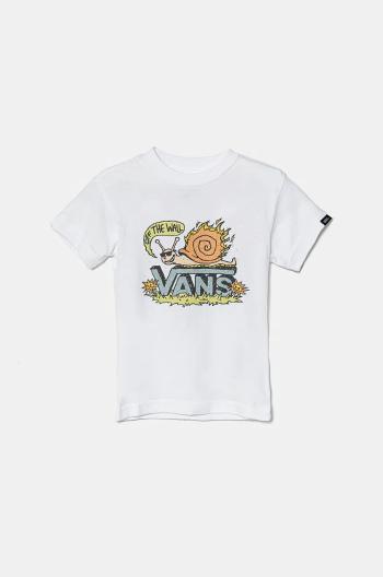 Dětské bavlněné tričko Vans Sick Snaily bílá barva, s potiskem, VN000JP8WHT1