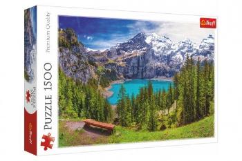 Puzzle Jezero Oeschinen Alpy, Švýcarsko 1500 dílků