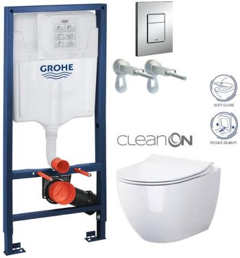 Rapid SL pro závěsné WC 38528SET s chromovou deskou + WC CERSANIT ZEN CLEANON + SEDÁTKO 38772001 HA1