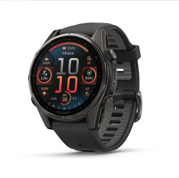 Garmin Fenix® 8 – 43 mm, AMOLED Sapphire, Carbon grey DLC titanium, Black / Pebble grey se silikonovým řemínkem 010-02903-21