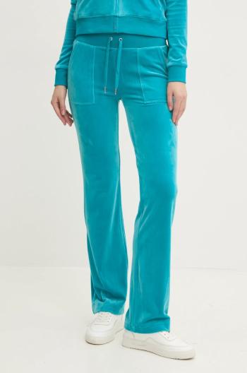 Velurové teplákové kalhoty Juicy Couture DEL RAY PANT zelená barva, JCAP180