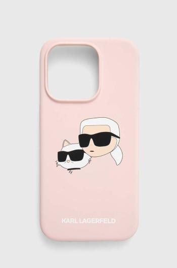 Obal na telefon Karl Lagerfeld iPhone 15 Pro 6.1 růžová barva, KLHMP15LSKCHPPLP