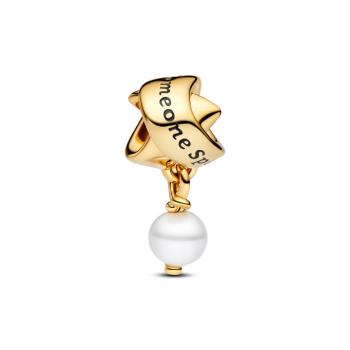 Pandora Pozlacený přívěsek Stuha s perlou Shine 763784C01