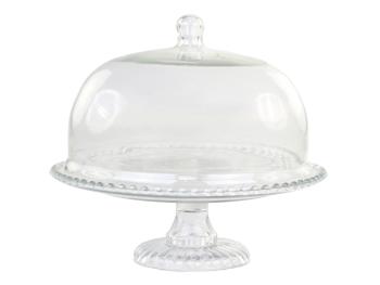 Skleněný podnos na noze s poklopem Glass Dome - Ø 33*26 cm 61071700 (61717-00)