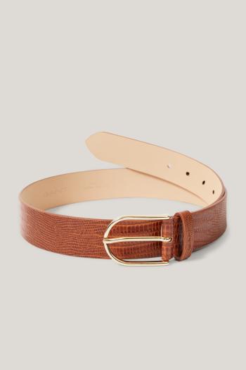 OPASEK GANT LIZARD PATTERN LEATHER BELT COGNAC BROWN