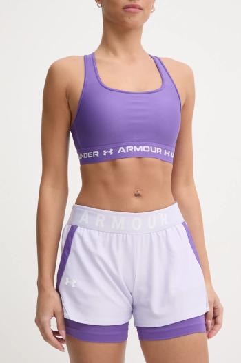 Tréninkové šortky Under Armour dámské, fialová barva, s potiskem, high waist