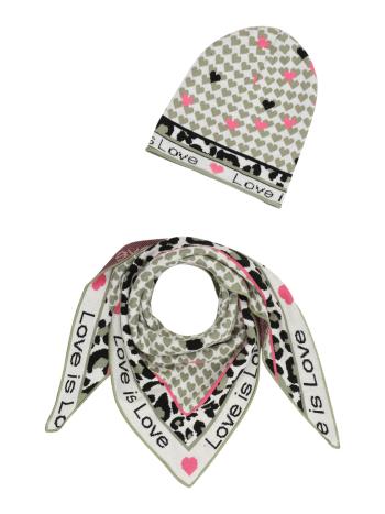Zwillingsherz Sapka 'Love Is Love'  zöld / rózsaszín / fekete / piszkosfehér