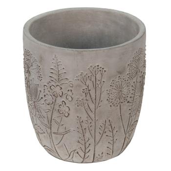 Šedý cementový obal na květináč s lučními květy Wildflowers - Ø16*18cm 6TE0404M