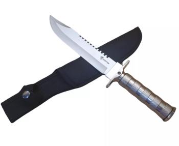 Taktický nůž MILITARY FINKA SURVIVAL 35 cm černý/stříbrný, Stříbrná