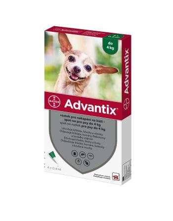 Advantix pro psy do 4 kg spot-on 4x0,4 ml