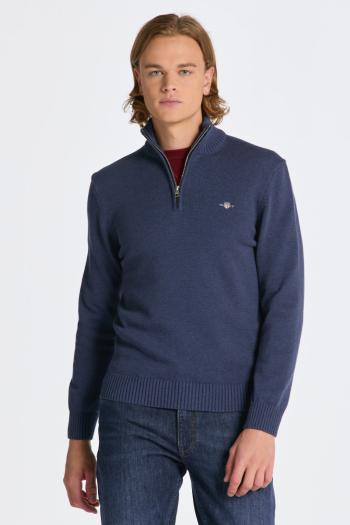 SVETR GANT CASUAL COTTON HALFZIP MARINE MELANGE