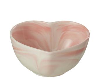 Krémovo-růžová porcelánová miska ve tvaru srdce Heart -  15*13*7 cm 40105