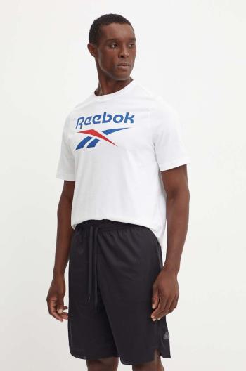 Bavlněné tričko Reebok bílá barva, s potiskem, 100071175