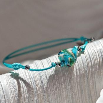 Lampglas Náramek s 24karátovým zlatem v perle Lampglas Turquoise Emotion BLH51/CHI