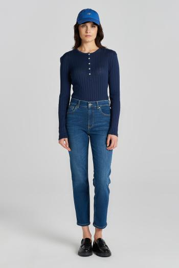 DŽÍNY GANT CROPPED SLIM JEANS DARK BLUE BROKEN IN