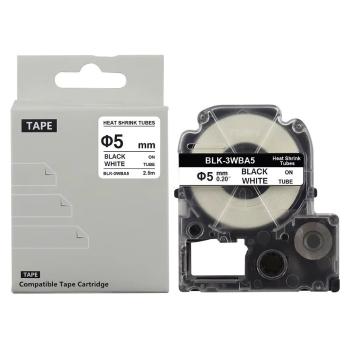 Epson LK-3WBA5, BU5S, LK-4WBA5, 5 mm x 2,5 m, černý tisk / bílý podklad, kompatibilní páska