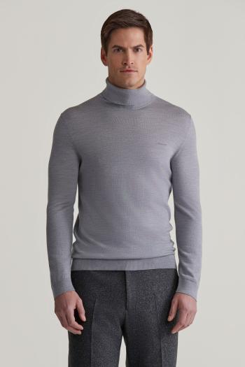 KARDIGAN GANT EXTRAFINE MERINO WOOL TURTLENECK GREY MELANGE