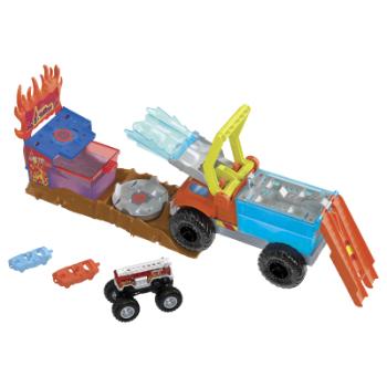 Sada Hot Wheels Monster Truck Fire Crash