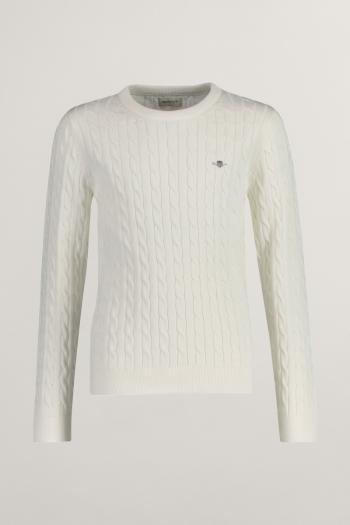 SVETR GANT SHIELD COTTON CABLE C-NECK EGGSHELL