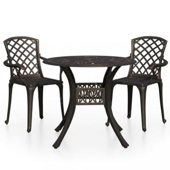 Zahradní bistro set 3 ks litý hliník Dekorhome Bronzová