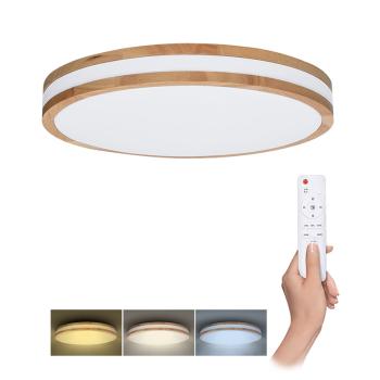 Solight Dřevěné LED stropní svítidlo kulaté 380mm 24/48W CCT s DO WO8007