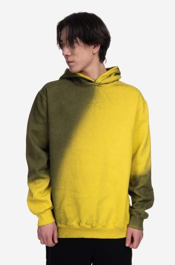 Bavlněná mikina A-COLD-WALL* Gradient Hoodie pánská, žlutá barva, s kapucí, vzorovaná, ACWMW100-YELLOW