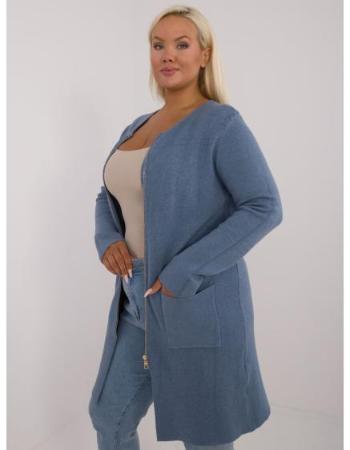 Dámský svetr s dlouhým rukávem plus size modrý 