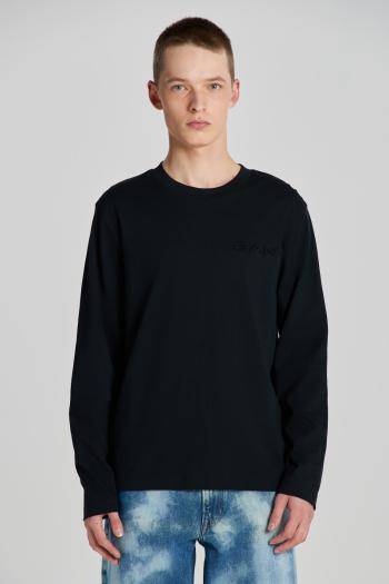 TRIČKO GANT REG EMBOSSED LS TSHIRT BLACK