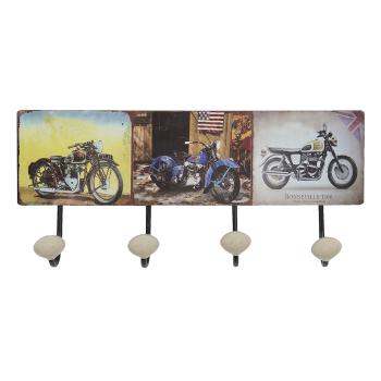 Nástěnný kovový věšák se 4-mi háčky Retro Moto - 40*7*18 cm 6Y5015