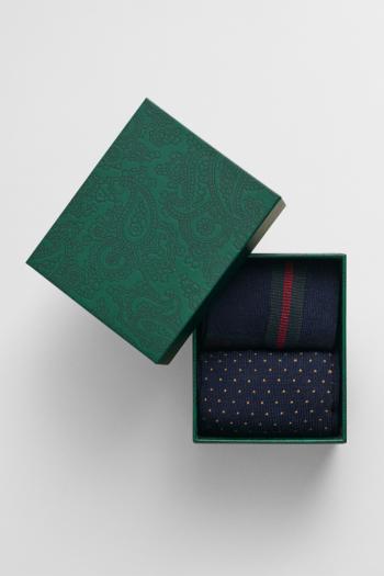 PONOŽKY GANT CHECK AND DOT SOCKS 2-PACK GB EVENING BLUE