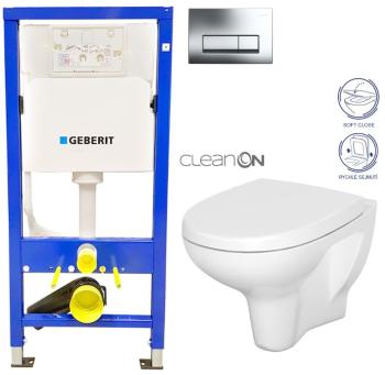 GEBERIT DuofixBasic s chromovým tlačítkem DELTA51 + WC CERSANIT ARTECO CLEANON + SEDÁTKO 458.103.00.1 51CR AT1