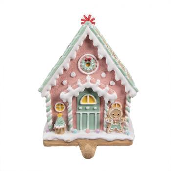 Háček na punčochu chaloupka Gingerbread House Pastello - 13*10*18 cm 6PR4264