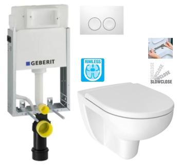 GEBERIT KOMBIFIXBasic vč. bílého tlačítka DELTA 21 + WC JIKA LYRA PLUS RIMLESS + SEDÁTKO DURAPLAST SLOWCLOSE 110.100.00.1 21BI LY2